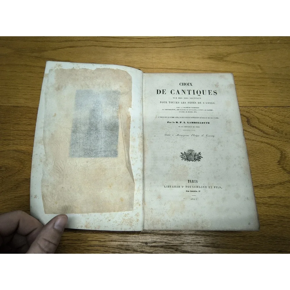 1865‎ Choix De Cantiques Pour Toutes Les Fetes De L'Annee Lambillotte Music